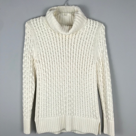 J. Crew Cable Knit Cream Turtle Neck Sweater